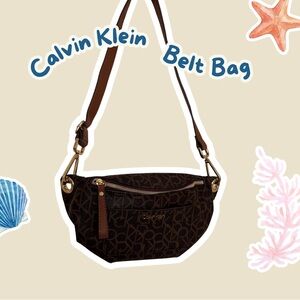 Calvin Klein Dark Brown Logo Crossbody Belt Bag